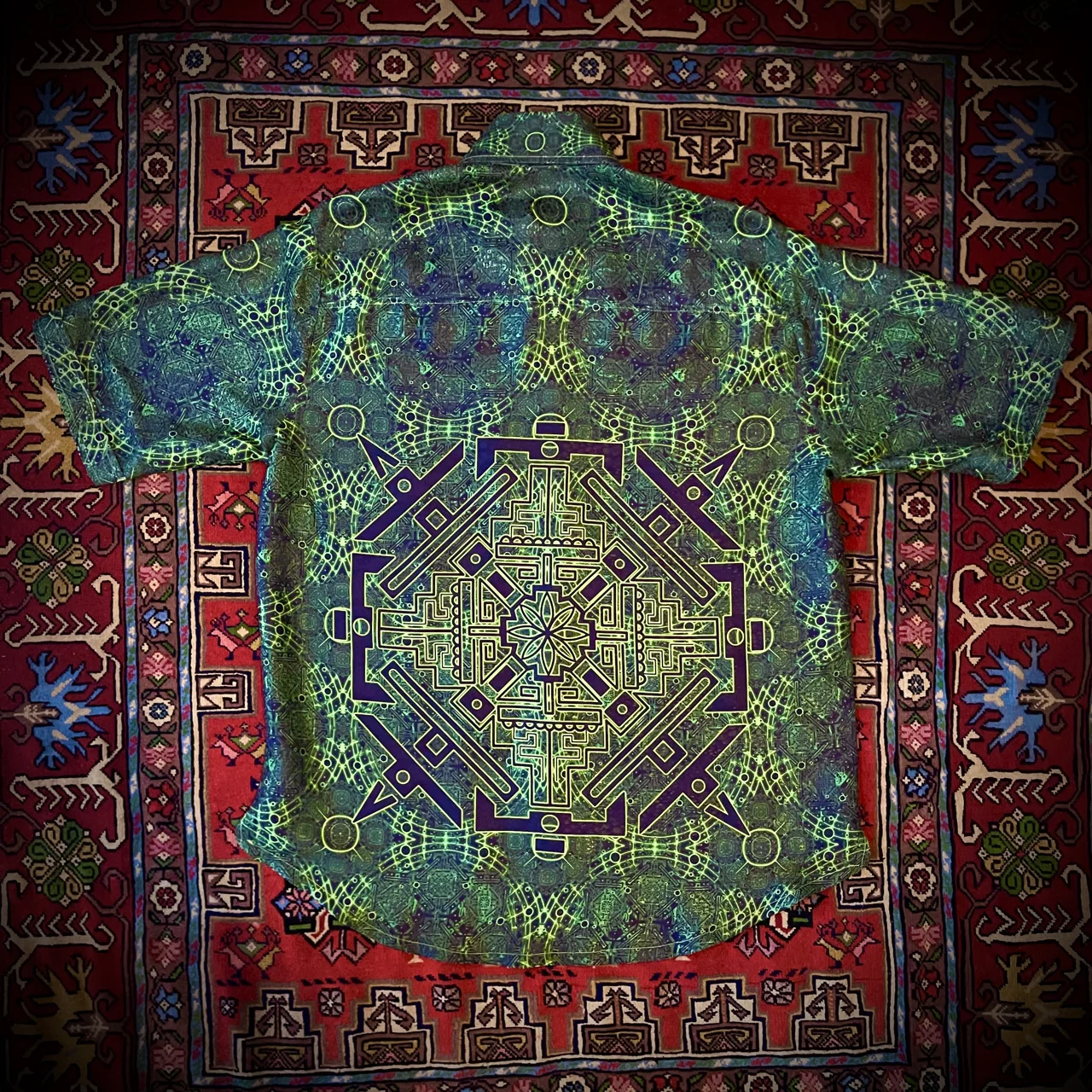 پیراهن سایکدلیک مدل Sacred Grid بلک لایت